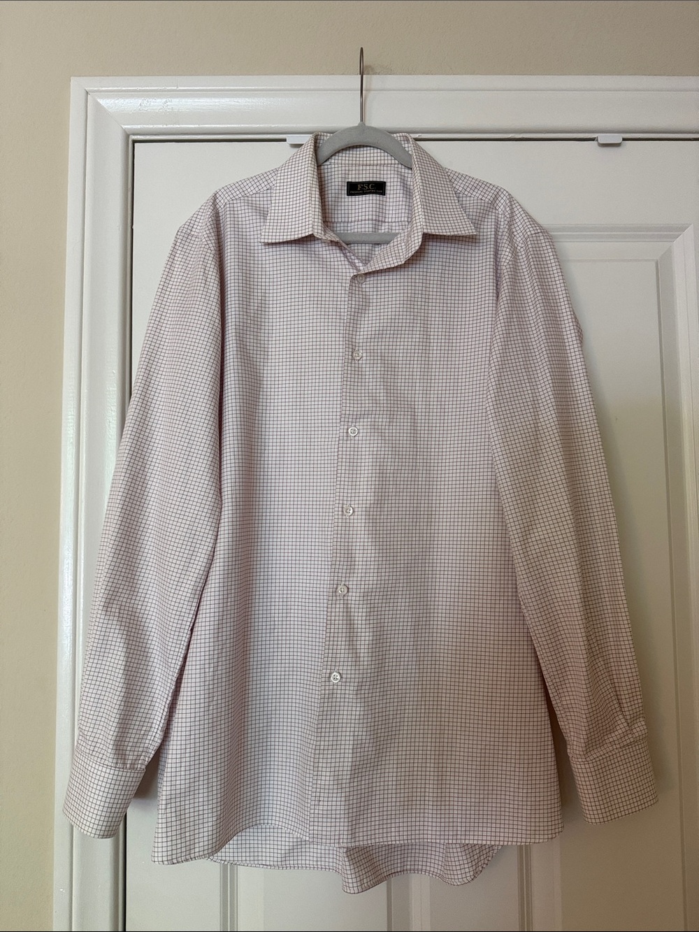 F.S.C. Men's Checked Dress Shirt - Light Pink/White